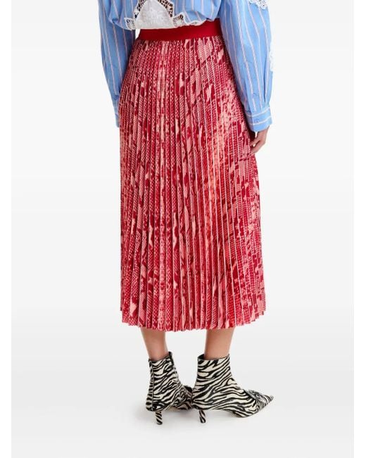Falda midi con estampado de piel de serpiente Essentiel Antwerp de color Red