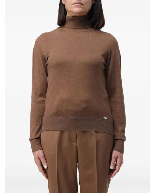 Pull À Col Montant Kiton en coloris Brown