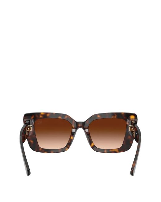 Burberry Brown Geometric-Frame Logo-Plaque Sunglasses