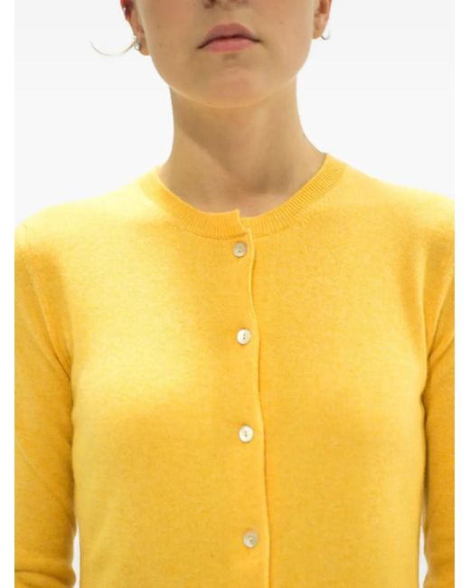 LA ROSE Yellow Buttoned Cashmere Cardigan