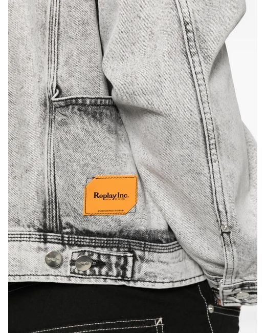 Replay Gray Acid-Wash Denim Jacket