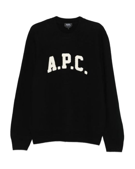 A.P.C. Black Logo-Detail Crew-Neck Sweater for men