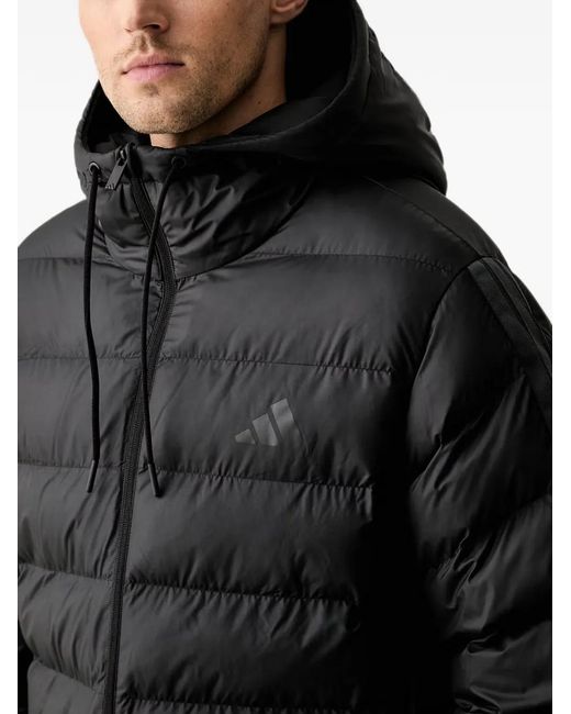 Adidas Black Logo-Print Padded Jacket for men