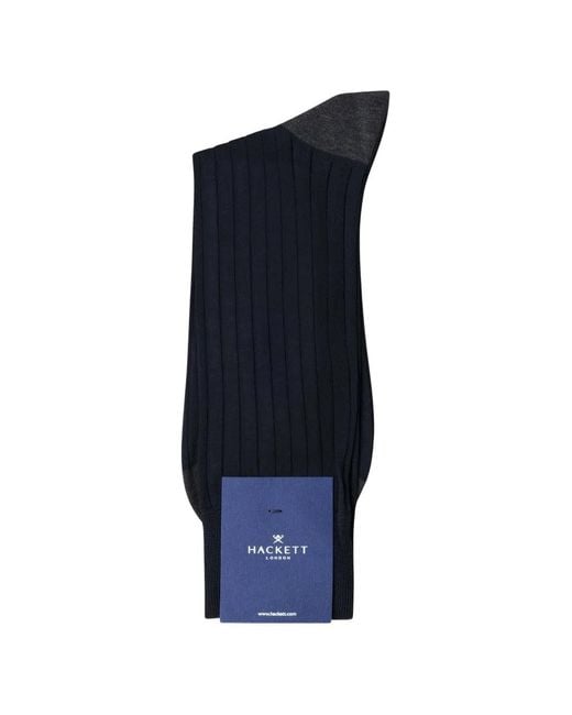 Hackett Black Ribbed Mercerised-Cotton Socks for men