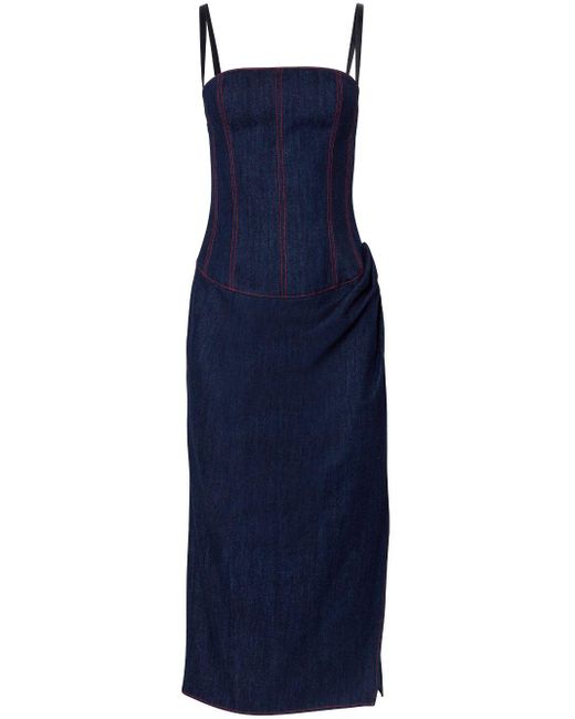 Carolina Herrera Blue Belted-waist Denim Dress