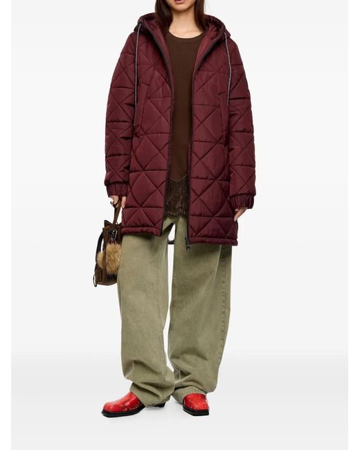 Bimba Y Lola Red Hooded Puffer Coat