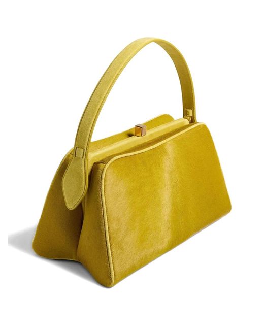 Khaite Yellow Top-Handle Leather Tote Bag