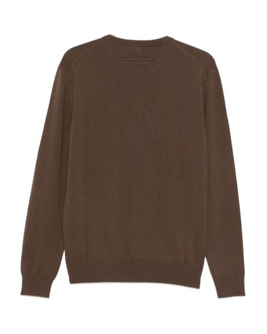 Zegna Brown Round-Neck Long-Sleeve Sweater for men