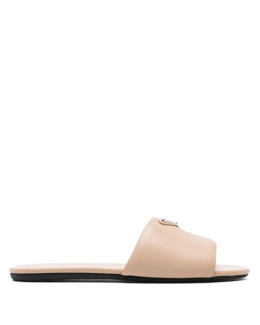 Prada White Slipper Mit Triangel-Logo