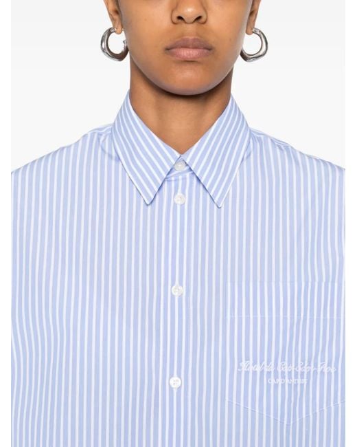 Sporty & Rich Blue Striped Embroidered Shirt