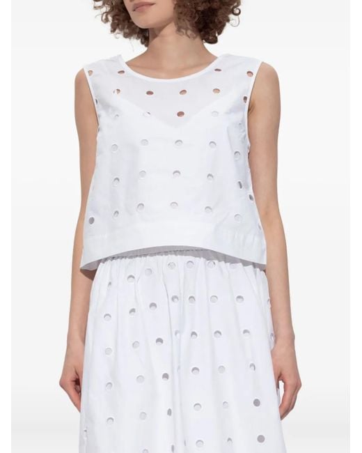 Posse White Peggy Eyelet Sleeveless Top