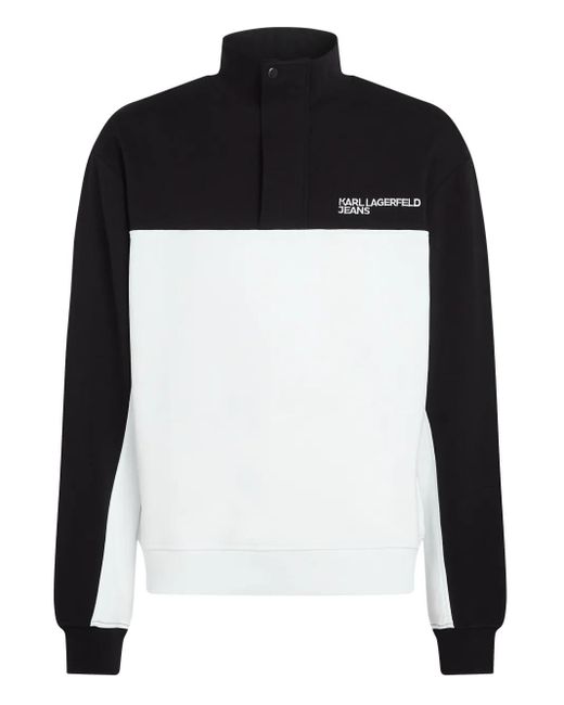 メンズ Karl Lagerfeld ハーフジップ スウェットシャツ Black