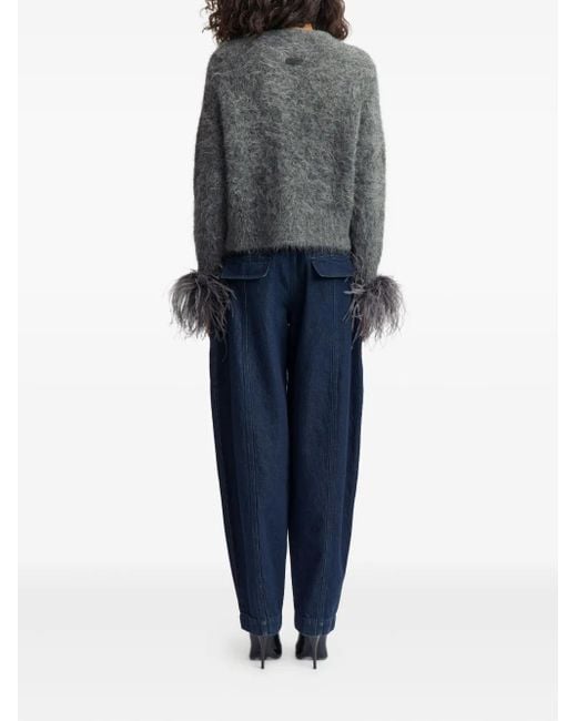16Arlington Gray Alena Feather-Trim Knitwear