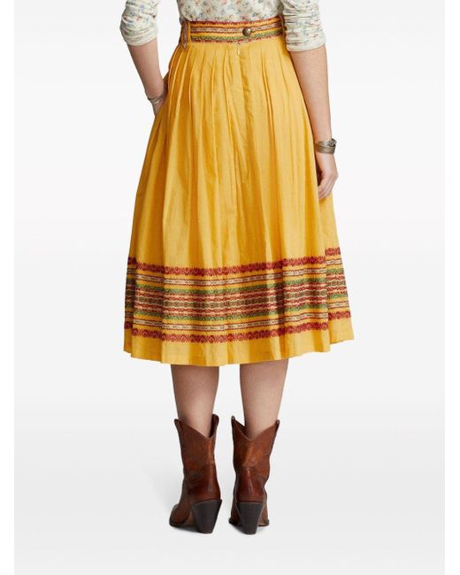 RRL Yellow Maria Cotton-voile Skirt
