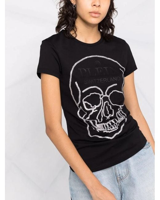 Philipp Plein Black Skull Logo Print T-Shirt