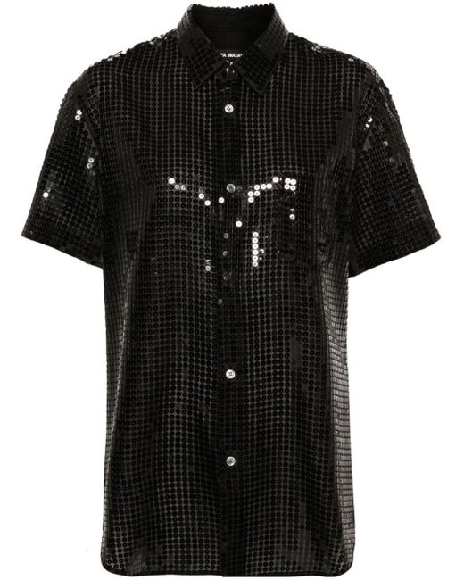 Junya Watanabe Black Sequin-embellished Short-sleeved Shirt