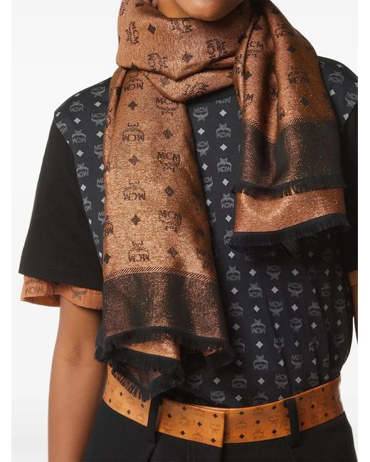MCM Brown Schal Mit Monogrammmuster