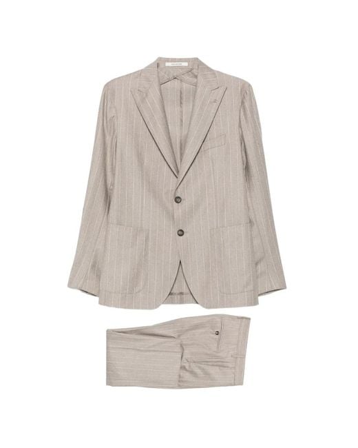 Tagliatore Natural Pinstripe-Pattern Single-Breasted Suit for men