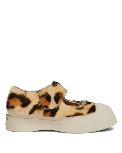 Marni Brown Leopard-Print Sneakers