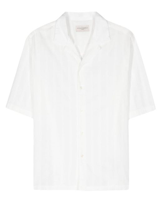Officine Generale White Eren Monogram-jacquard Shirt for men