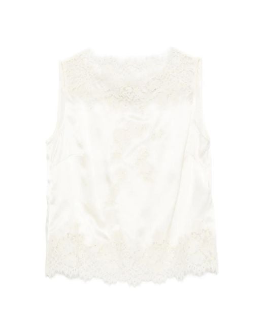 Doen White Blouse Viviane À Finitions En Dentelle