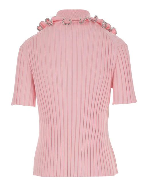 Jil Sander Pink Ribbed Polo Top