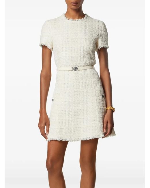 Versace White Tweed Cotton Mini Dress