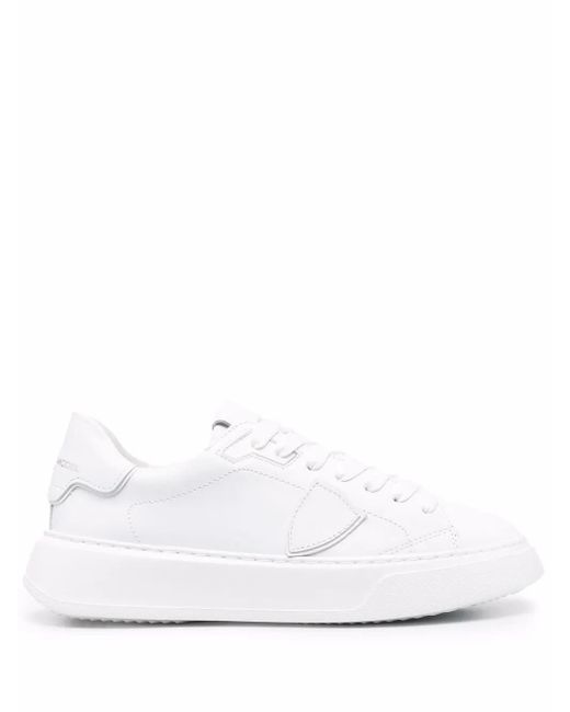 Philippe Model White Side Logo-Patch Sneakers