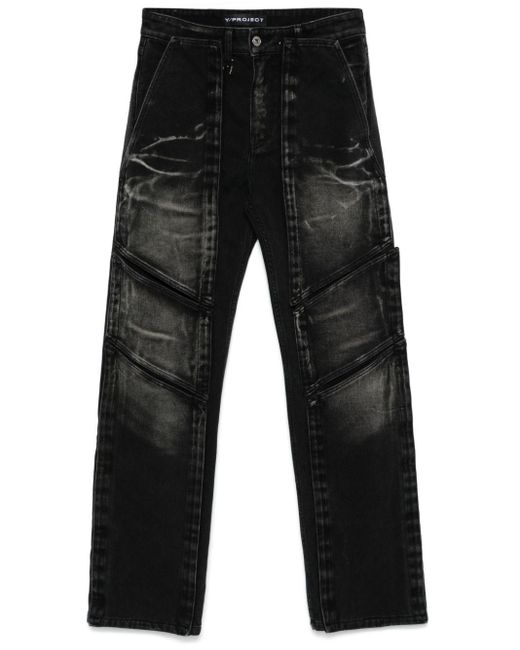 Y. Project Black Touch-Strap Multi-Panel Jeans