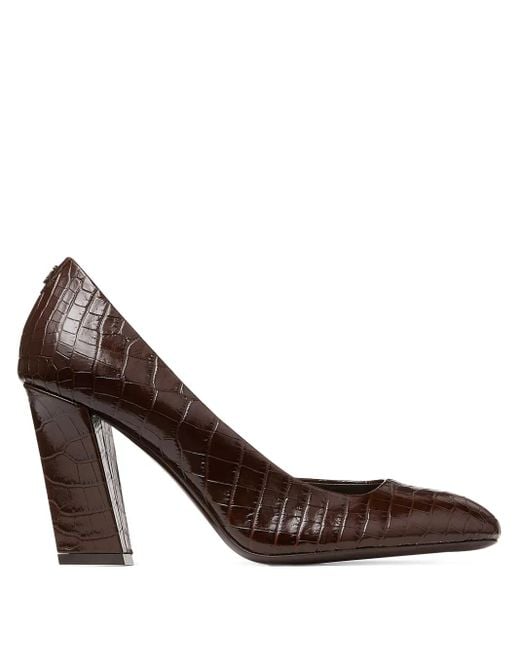 Jimmy Choo Brown 85Mm Farren Embossed Crocodile-Effect Pumps