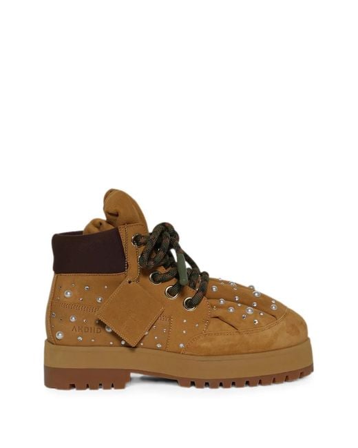 AHDIID Brown New York Crystal-Embellished Boots for men