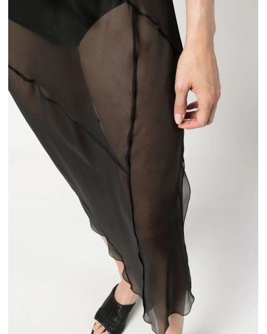 Patrizia Pepe Black Sheer Silk Slip Dress
