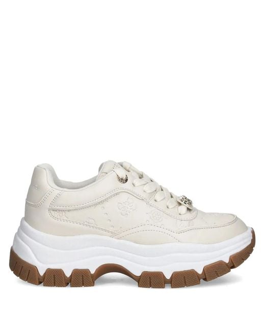 Guess White Berret 4G Peony Pattern Sneakers