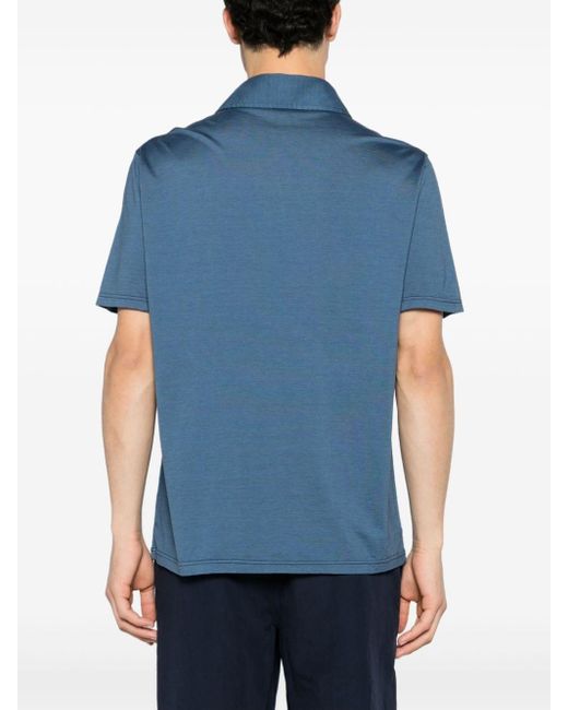 Kiton Blue Silk-blend Polo Shirt for men