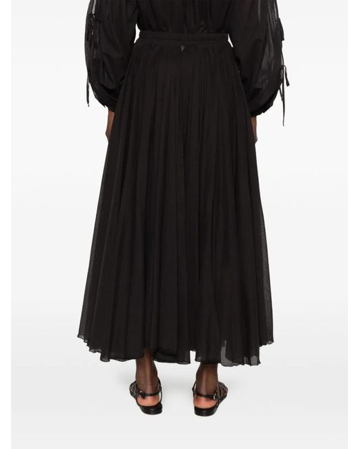 PHILIA LOFT Black Pleated Elasticated-Waist Midi Skirt