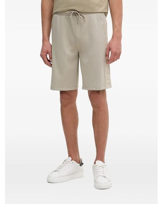 Karl Lagerfeld Natural Logo-Tape Drawstring Shorts for men