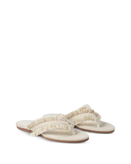 Jimmy Choo White Bay Flat Frayed Flex Canvas Flat Sandals
