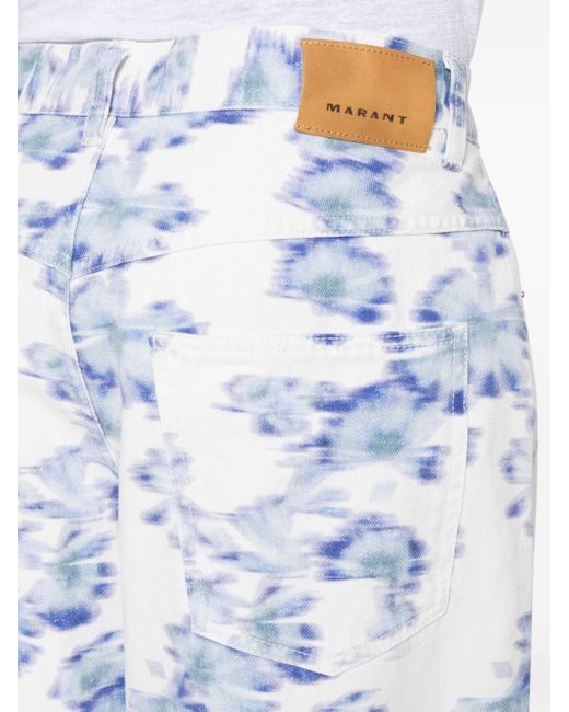 Isabel Marant Blue Floral-print Wide-leg Jeans for men