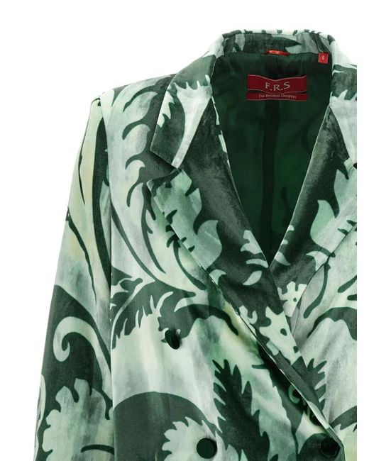 F.R.S For Restless Sleepers Green Paisley-Pattern Blazer