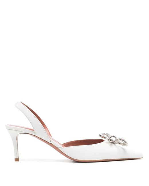 amina muaddi white pumps