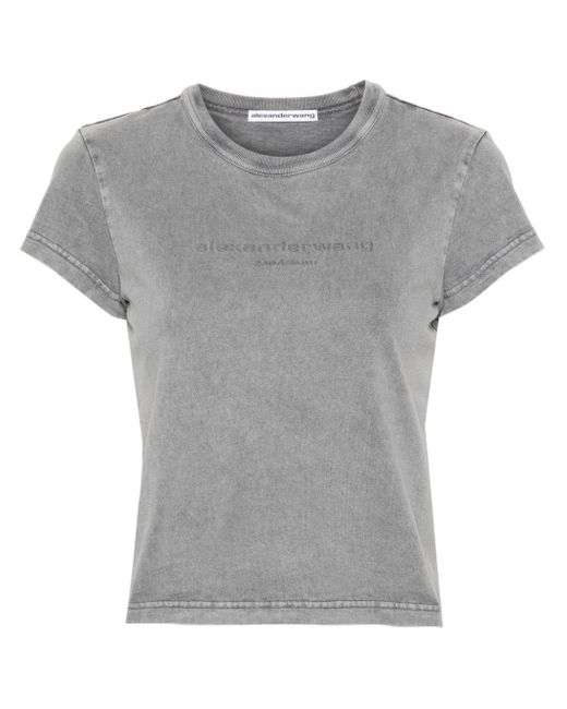 Camiseta corta con logo en relieve Alexander Wang de color Gray