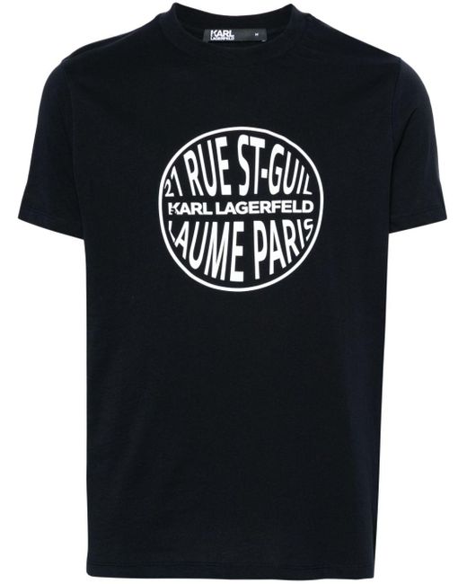メンズ Karl Lagerfeld ロゴ Tシャツ Black