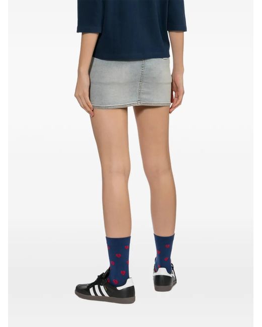 AAPE BY A BATHING AP Gray Logo-Patched Denim Skirt