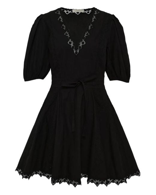 Ulla Johnson Black Camila Short-Sleeve Mini Dress