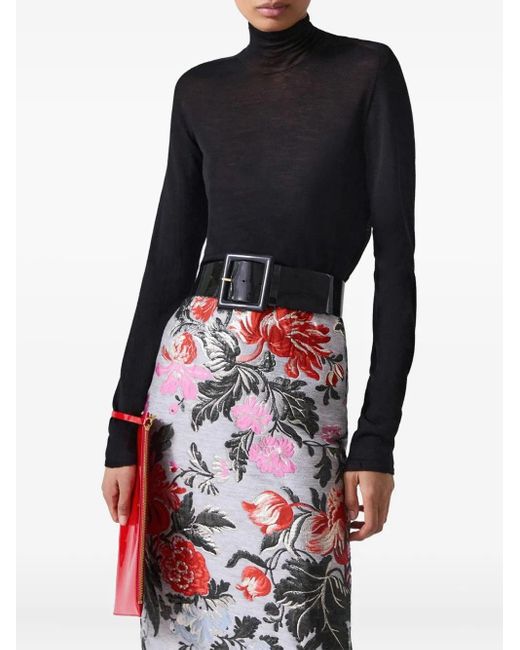 Carolina Herrera Black Sheer Turtleneck Top