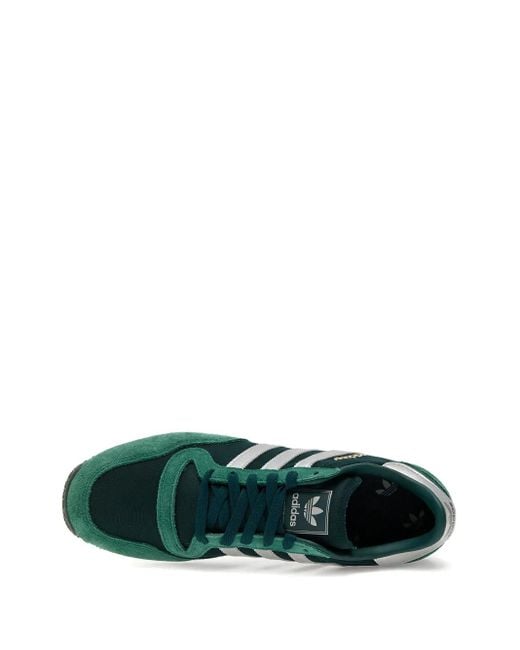 Adidas Green Galaxy Og Three-Stripe Suede Sneakers for men