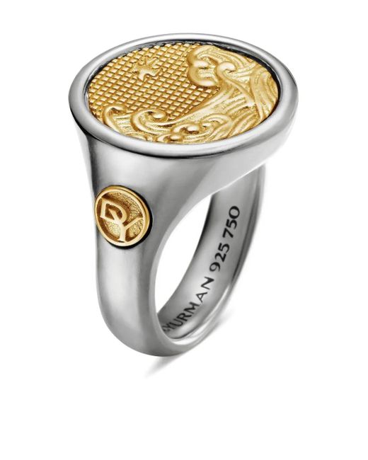 David Yurman Metallic 18Kt And Sterling Water And Fire Duality Signet Ring (20Mm) for men