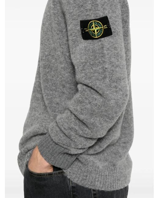Stone Island Strickpullover Mit Logo-Patch in Gray für Herren