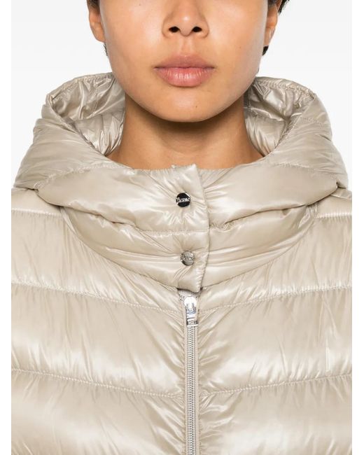Herno Natural Hooded Quilted Zip-Up Jacket