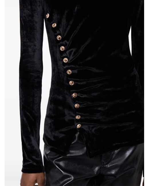 Rabanne Black Draped Velvet Top